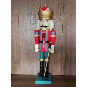 Vintage Jumbo Red Soldier Wooden Nutcracker Christmas Seasonal Decor S37